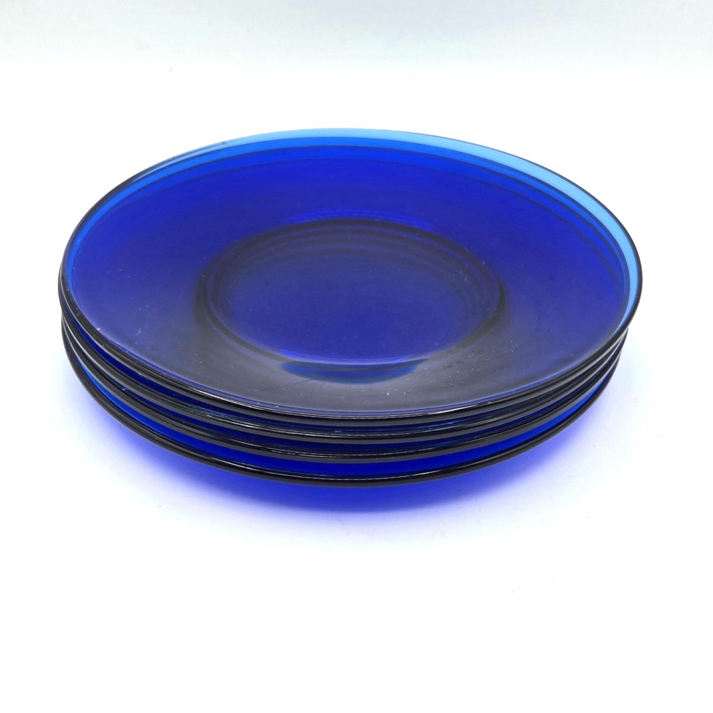 Anchor Hocking Cobalt Blue Glass 8" Salad Dessert Luncheon Plates Set Of 4